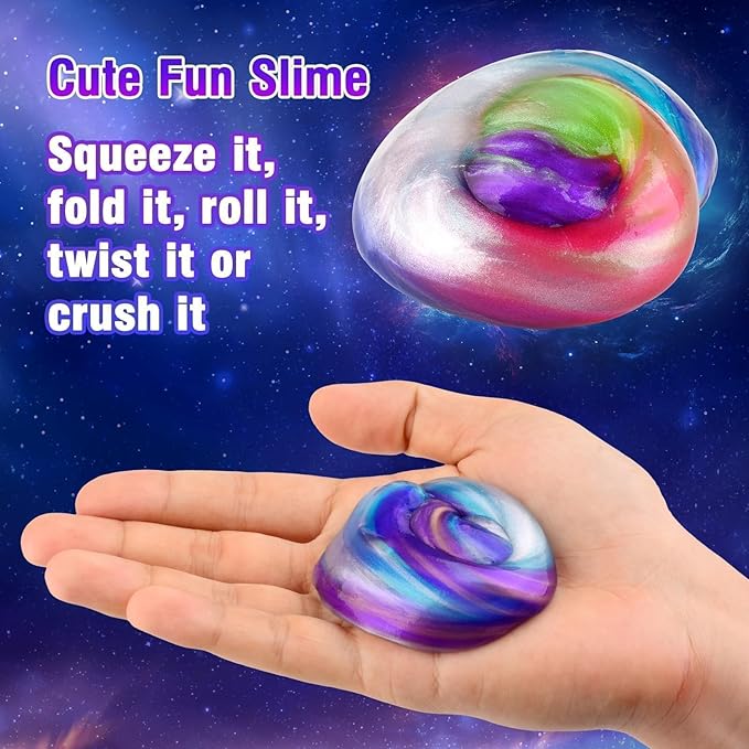 80 Pack Slime Party Favors Kit, Mini Galaxy Bulk Slime Stretchy Stress Relief for Kids 8-12, Soft Putty Toy, Girls and Boys Classroom Reward, Birthday, Goodie Bag Stuffers