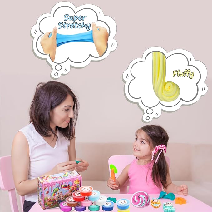 12 Packs Butter Slime Kit, Super Soft, Non-Sticky Stress Relief Toy, Party Favors and Birthday Gift for Boys and Girls