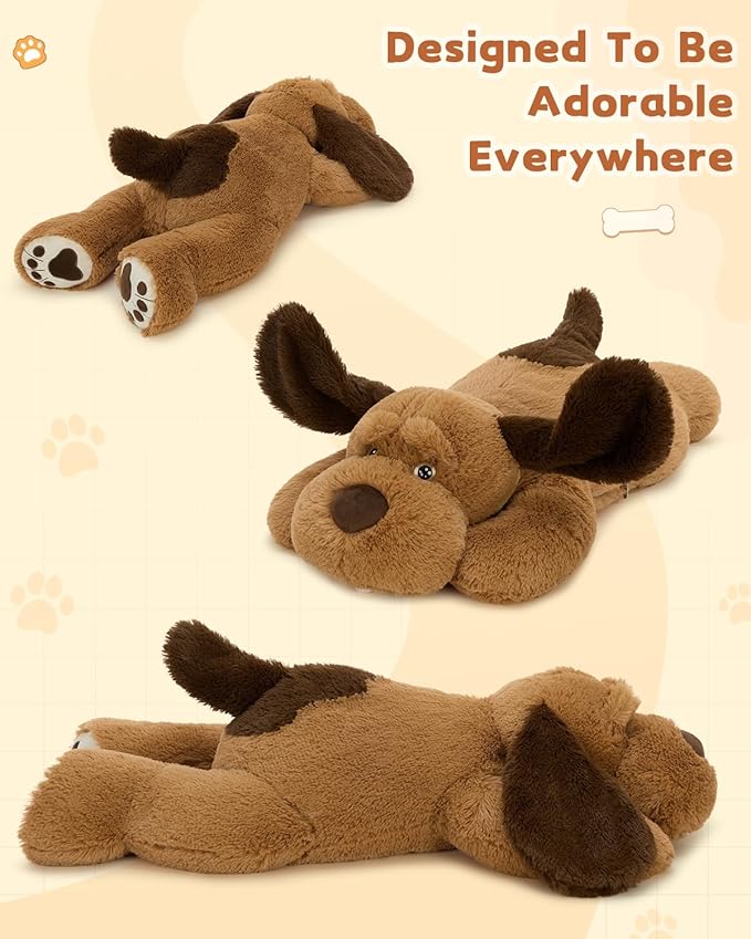MaoGoLan Giant Dog Plush,31 inches Large Stuffed Animal Dog,Chocolate Brown Fluffy and Cuddly Stuffed Puppy Stuffed Animal Throw Pillow Toy Gift for Puppy Lover,Girls,Kids