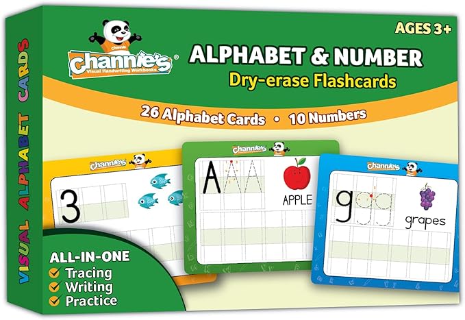 Dry Erase Number & Alphabet Flashcards for Kids Ages 3-5, 10 Numbers & 26 Visual ABC Flash Cards, Homeschool Learning Supplies, Summer School & After School Teaching Supplies for Handwriting Practice