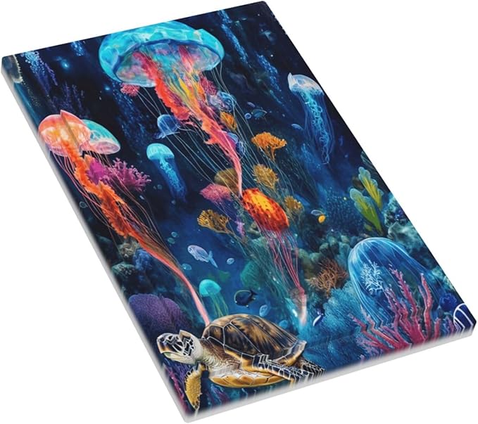 Jellyfish Sea Turtle Fantasy Ocean Coral Underwater World Light Switch Cover Plate 1 Gang No Device Blank Electrical Wall Plates Faceplate Decorative Switch Plate for Nursery Kids Room Decor