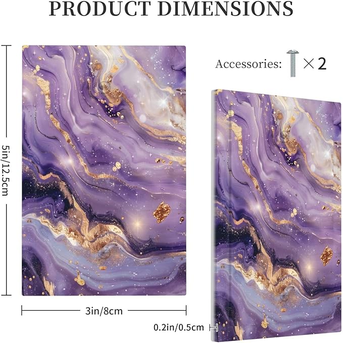 Luxury Marble Texture Purple And Gold Abstract Print Light Switch Cover Plate 1 Gang No Device Blank Electrical Wall Plates Faceplate Decorative Switch Plate Covers for Bathroom Home Decor