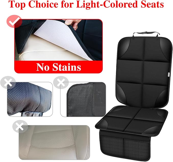 Meolsaek Kick Mats Back Seat Protector, Waterproof Oxford Seat Back Protector, Car Seat Back Protector for Kids, Back of Seat Protector for Kids Feet Car Seat (Black D -2 Set)