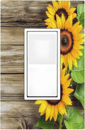 Decorative Outlet Covers Sunflowers Rustic Wood 1 Gang Single Rocker Light Switch Cover Plate Wall Plates Gfci Faceplate For Farmhouse Cabin Decor