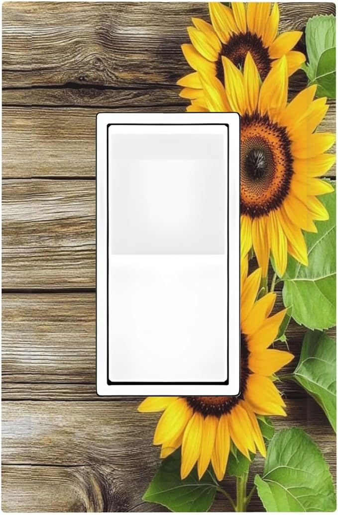 Decorative Outlet Covers Sunflowers Rustic Wood 1 Gang Single Rocker Light Switch Cover Plate Wall Plates Gfci Faceplate For Farmhouse Cabin Decor