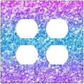 Light Switch Cover Plate Fantasy Colorful Glitter Blue Purple Gradient 2 Gang Socket Covers Double Duplex Wallplates Switch Plates and Outlet Covers for Kids Room Home Decor