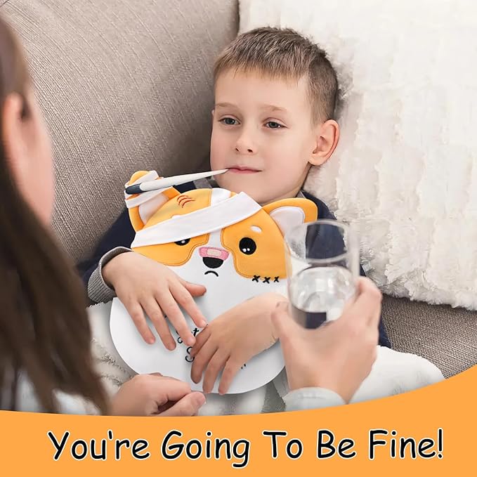 Get Well Soon Dog Plush - Dog Stuffed Animals Corgi Plushie Toys with Injury Bandage, Kids' Pillow Cushion, Gifts for Patient Girls Boys, 9 Inch