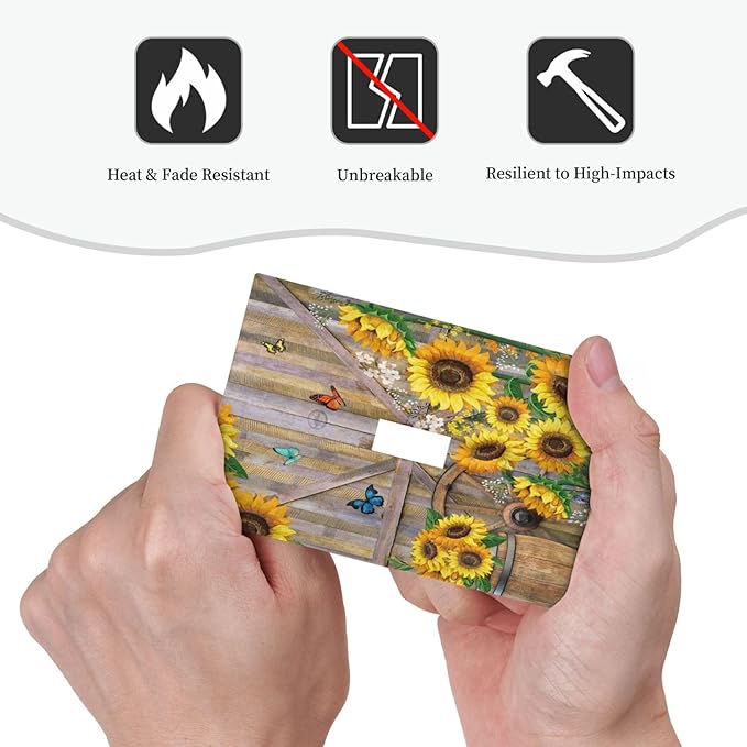 Rustic Sunflower Barn Door Country Wood Plank 1 Gang Light Switch Covers Decorative Single Toggle Wall Plate Switchcover Electrical Switchplate for Farmhouse Bathroom Bedroom Decor