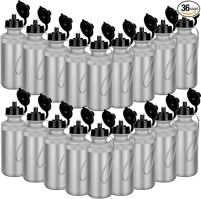 Zubebe 36 Pcs Sports Water Bottles Bulk Squeeze Reusable Bpa-free Plastic Water Bottles End of the Year Gifts Summer Gifts for Students School Travel Hiking Cycling Event Team Gift