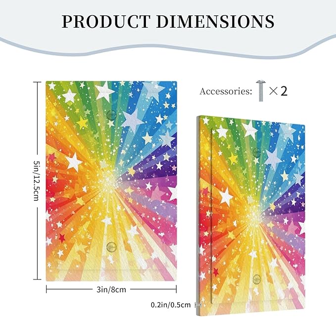 Light Switch Cover Rainbowcolored Rays With White Stars Decorative Switch Plates 1 Gang Blank No Device Outlet Covers Electrical Wall Plates for Nursery Home Decor