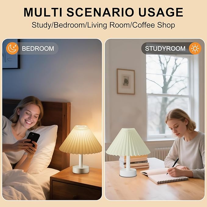 LOVERUIS Rechargeable Night Lights Night Light for Kids, Bedside Lamp with 3 Dimmable Colors for Mom, Bedroom, Camping, Bathroom（White