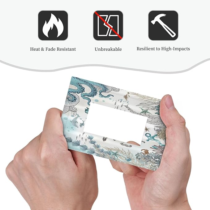 Sea Turtle Octopus Ocean Underwater Animal 1 Gang Rocker Light Switch Covers Decorative Unique Single Decora Outlet Wall Plate Faceplate Switchplate GFCI for Kitchen Bedroom Bathroom Decor