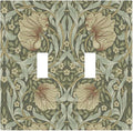 William Morris Pimpernel Flowers 2 Gang Light Switch Cover Vintage Floral Green Botanical Double Toggle Wall Plate Decorative Electrical Switchplate Covers for Country Bedroom Home Décor
