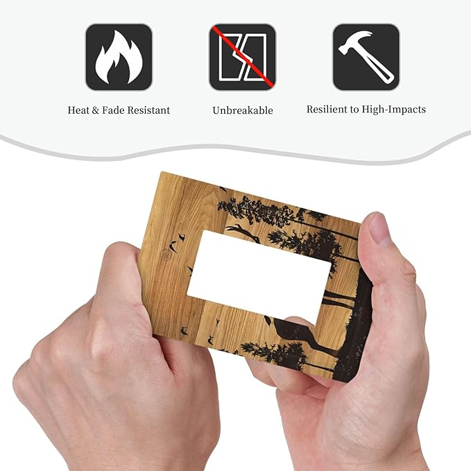 Elk Moose Forest Hunting Pyrography Art Wood Texture Print Decorative Outlet Covers 1 Gang Single Rocker Light Switch Cover Plate Wall Plates GFCI Faceplate for Farmhouse Bedroom Decor