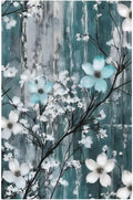 Rustic Blue Watercolor Flower Wooden Background Light Switch Cover Plate 1 Gang No Device Blank Electrical Wall Plates Faceplate Decorative Switch Plate for Bedroom Living Room Decor