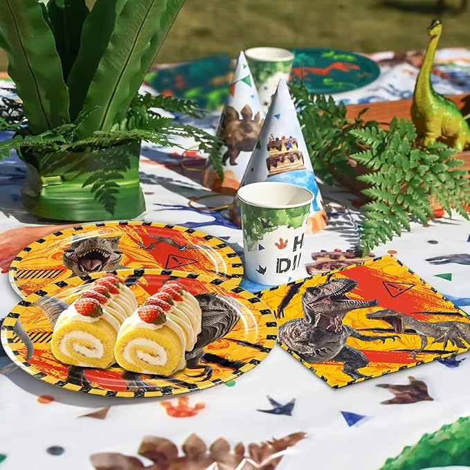 40pcs Dinosaur Birthday Party Decorations Plates and Napkins Dinosaur Party Supplies Favor Tableware Set for Boys Kids Baby Shower