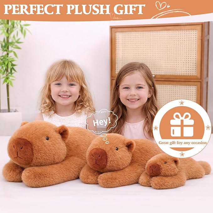 1.54lb Capybara Plush for Girls Weighted Stuffed Animals for Adults, Kawaii Ultra Soft Adorable Capybara Plush Toy, Huggable Capybara Gift for Kids Boys 17in