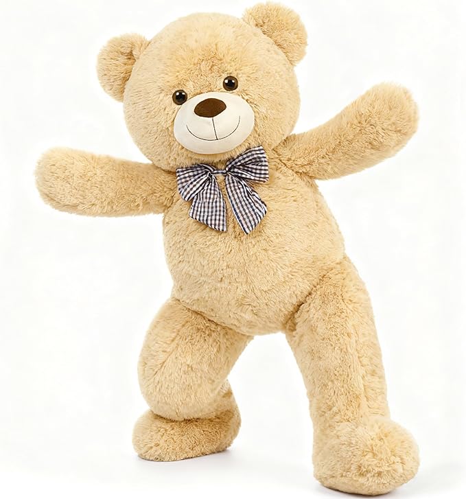 MorisMos Giant Teddy Bear 4 Feet, Cute Big Huge Bear Stuffed Animal 47inch, Classic Teddy Bear Plush Gift for Baby Shower Decorations, Party,Birthday,Valentines Day, Brown