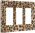 Classic Leopard Cheetah 3 Gang Triple Rocker/Decor Light Switch Wall Plate Cover Decorative Electrical Faceplate For Girls Boys Home Bedroom Decorate Large Size 6.57" x 4.65