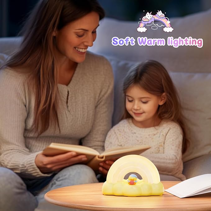 Rainbow Night Light, Night Lamp with 3 Mode and 30 min Timing LED Rechargeable Touch Control Neon Light for Kids Room,Nursery Night Light for Baby, Gift for Girls and Boys (Yellow)