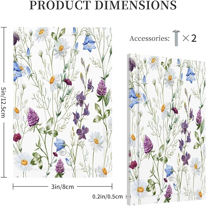 Floral Boho Multicolor Flower Plant Leaves Light Switch Cover Plate 1 Gang No Device Blank Electrical Wall Plates Faceplate Decorative Switch Plate Covers for Bedroom Living Room Decor