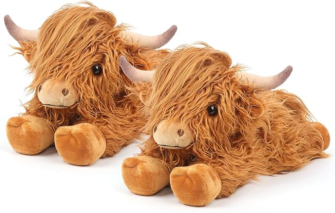 2Pcs Highland Cow Stuffed Animals, Microwavable Stuffed Animal Adorable Fluffy Highland Cow Plush for Warmth Comfort, Heatable Coolable Lavender Scent Toy, Cute Soft Plushies Gift for Kid Boys & Girls