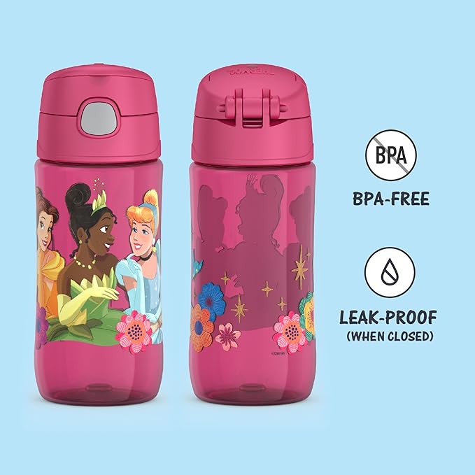 THERMOS FUNTAINER 16 Ounce Plastic Hydration Bottle with Spout, PRINCESS (Pack of 6)