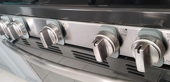 2025-26 Mom's Choice Winner- Gas Stove Knob Locks Thick Gray Silicone Stove Knob Safety Covers for Toddlers Pets - Child Proof Universal Size Knobs - Baby Proofing Protectors for Electric Stoves- 5Pcs