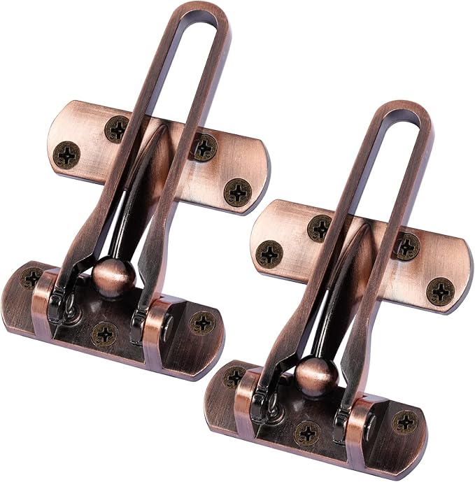 Topbuti Home Security Door Lock, 2 Pack Latch Guard Clasp Front Door Locks for Kids, Home Reinforcement Lock for Swing-in Doors, Hotel Door Latches, Thicken Solid Aluminium Alloy, Classic Bronze