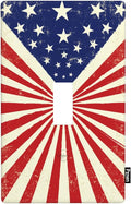 Vintage American Flags Single Toggle Light Switch Cover, Patriotic Theme 1-Gang Wall Plate 4.5 x 2.76 Inch for Home Office Decor