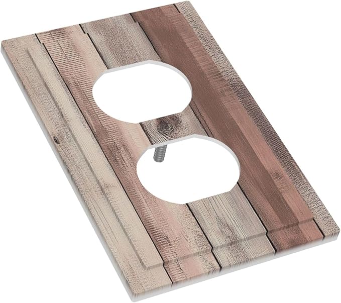 Outlet Covers Vintage Natural Wood Rustic Cinnamon 1 Gang Duplex Light Switch Cover Decorative Switch Plates Electrical Receptacle Faceplate Wall Plate For Farmhouse Cabin Decor