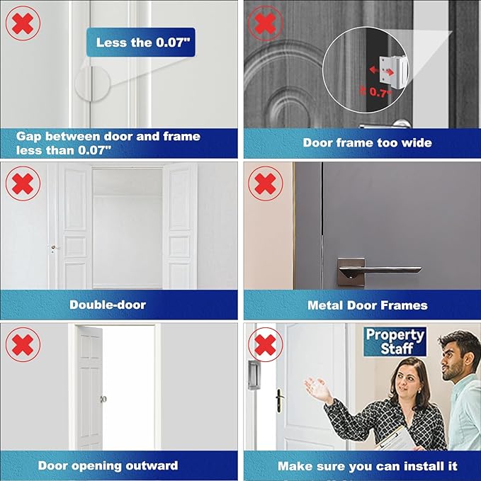 2Pack Door Reinforcement Lock Withstands 800lbs of Force - White Extra Proof Door Lock for Kids Safety Drilling Required,Prevents Unauthorized Entry,Add a Door Security Locks for Home Safety & Privacy