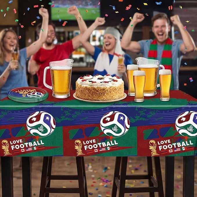 41Pcs World Cup Party Decorations World Cup 2026 Party Supplies Football Soccer Theme Plates Napkins Tablecloth,for 2026 WorldCup Watch Party Game Day Kids Birthday Global Soccer Celebration Supplies