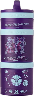 Whiskware Spider-Man Team Spidey Stackable Snack Containers for Babies, Kids, and Toddlers, 3 Stackable Snack Cups for School or Travel, Cupholder Friendly, Glow Webs Glow!