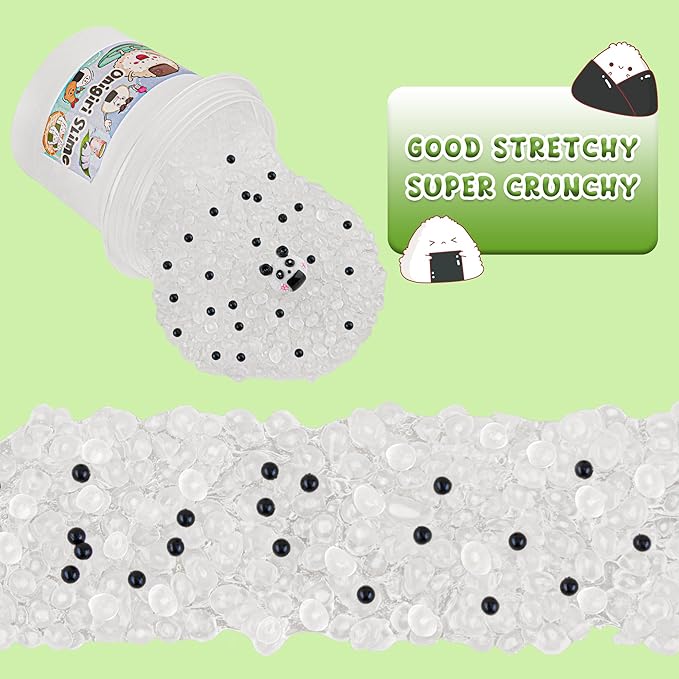Onigiri Rice Bead Slime - Stretchy & Non-Sticky Crunchy Slime Party Favors for Kids