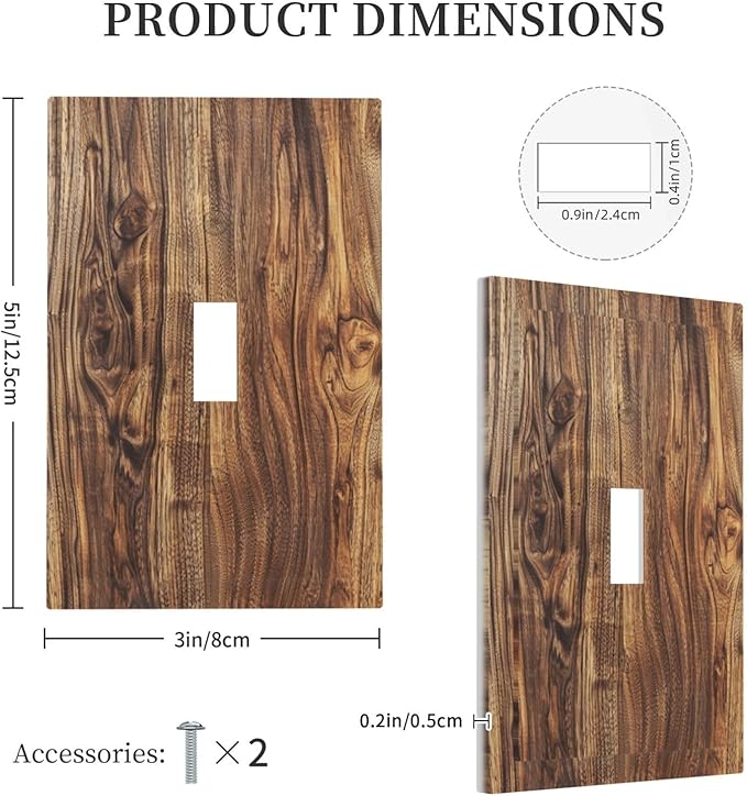 Distressed Wood Brown Wood Texture Decorative Light Switch Cover 1 Gang Single Toggle Device Electrical Faceplate Switchplates Decorator Outlet Wall Plate for Farmhouse Home Decor