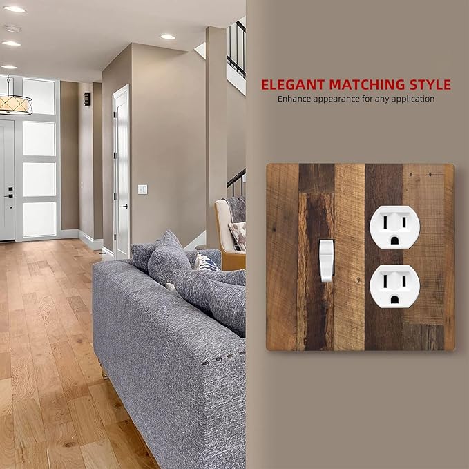Wallplates Natural Wood Brown Wooden Planks 1 Toggle 1 Duplex Switch Plate Electrical Gfci Faceplate Decorative Light Switch Covers For Farmhouse Cabin Decor