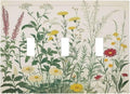 Rustic Wildflower Green Plants Daisy Floral Decorative Switch Plates 3 Gang Wall Plate Triple Toggle Light Switch Cover Faceplate Electrical Wall Panels For Farmhouse Bed Room Decor