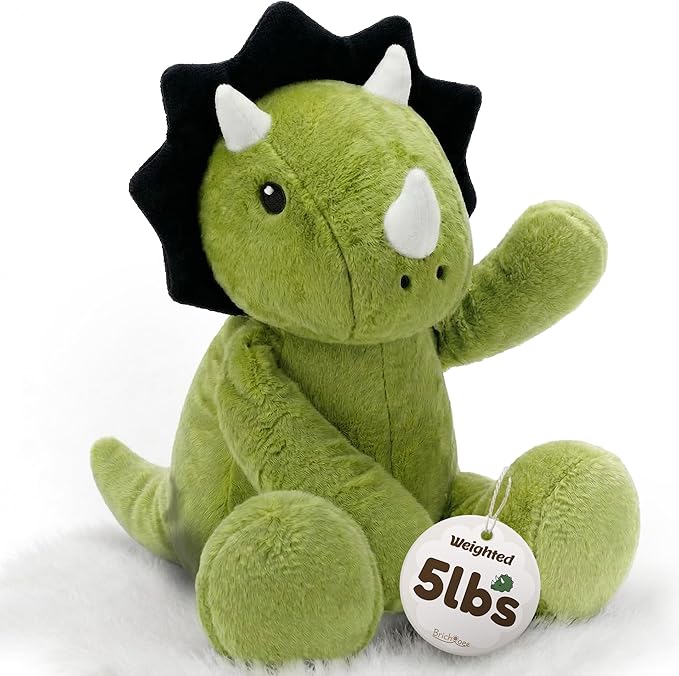 BRICHOEE 5lbs Weighted Triceratops Stuffed Animals, 20'' Weighted Comfort Sensory Soothing Dinosaur Plush Toy, Cuddling Calming Cuddle Companion Gifts for Adults & Kids