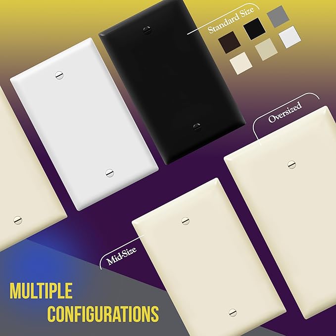 ENERLITES Blank Device Wall Plate, Jumbo Blank Cover, Gloss Finish, Oversized 1-Gang 5.5" x 3.5", Polycarbonate Thermoplastic, 8801O-LA, Light Almond