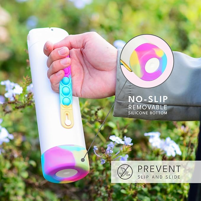 Elemental Iconic Kids Water Bottle for School - 100% Leak-Proof Insulated Water Bottles with Straw Lid & Pop-It Handle for Boys & Girls - Triple-Wall Insulated & BPA-Free, 20oz – White Tie Dye