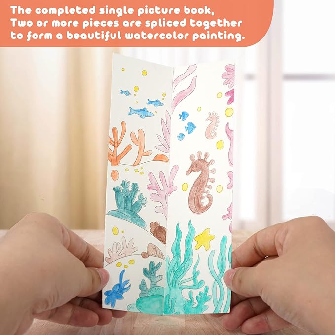 Cavnewt Watercolor Coloring Books for Kids Ages 4-8, Pocket Watercolor Painting Book Sets, Mess Free Paint with Water Books for Toddlers, Travel Activities Arts Party Birthday Gifts for Girls Boys