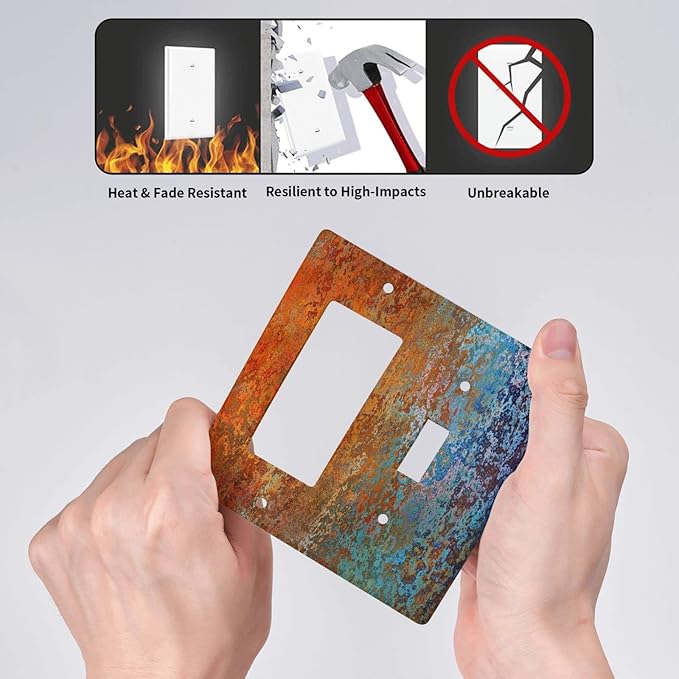 Decorative Outlet Covers Red Celestial Blue Rust Colorful Metal Rusty 2 Gang 1 Gang Wall Plate Cover Single Toggle Rocker Combination Light Switch Plate Covers Jumbo Switch Cover Plate