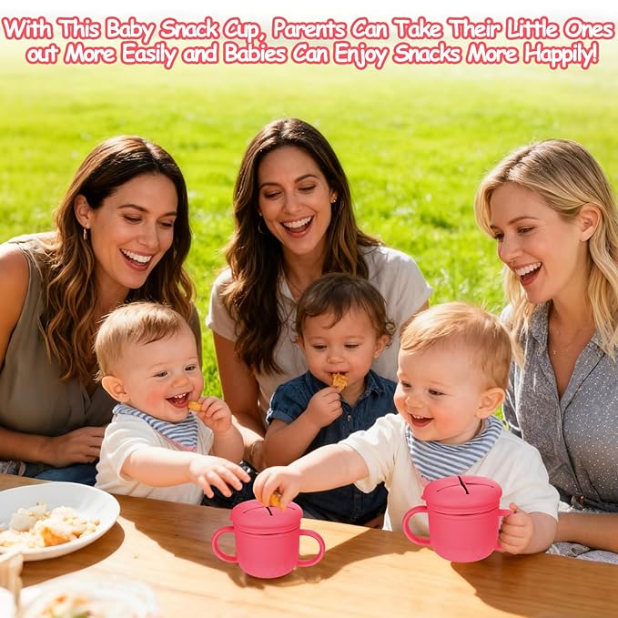 Toddler Snack Containers Stainless Steel Spill-Proof Snack Containers for Toddlers with Spill-Proof Silicone Lids and Handles 4-in-1 Baby Snack Cup is Dishwasher Safe for Easy use On The Go（Red）