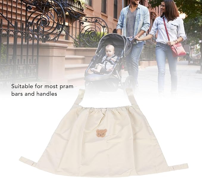 Universal Stroller Organizer, Nylon Stroller Storage Bag for Baby Essentials, Large Capacity Stroller Organizer Bag with Hook & Loop, Cargo Bag for Umbrella & Pet Stroller Accessories (Beige)