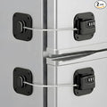 Fridge Lock, 2 PCS Refrigerator Lock for Freezer,Cabinets and Drawers,Air Fryer,Doors,Combination Code,Heavy Duty with Adhesive Backing, Easy Install,No Keys Needed Black