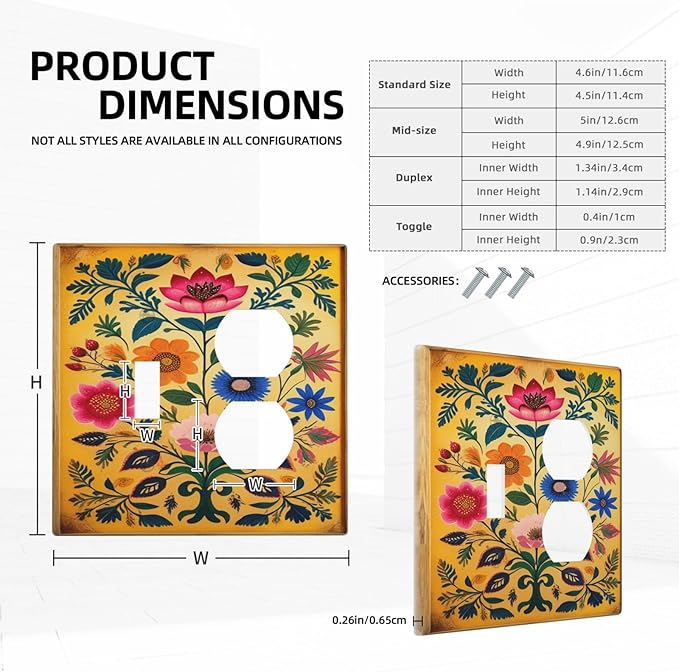 Decorative Art Light Switch Covers BlackCat&Flowers 2 Gang Single Toggle Duplex Combination Electrical Faceplate Switchplate Wall Plate for Home Decor