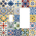 Outlet Covers Moroccan Traditional Mexican Talavera Til 1 Toggle 1 Rocker Combination Decorative Wall Plate Electrical Switch Plates Light Switch Cover Plate for Kitchen Home Decor
