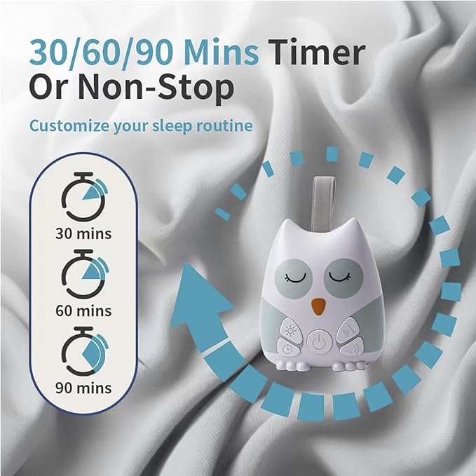 PandaEar Portable White Noise Machine for Baby, 15 Soothing Sound, Night Light, Sleep Sound Timer and Powered by USB for Baby Kids (Owl)