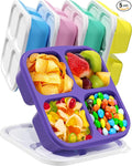 Canfanni 5 Pcs Bento Snack Containers, Reusable 4 Compartment Divided Food Storage Containers, Divided Lunchable Container for School, Work and Travel (5 Color)